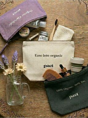 Pact Organic Cotton Going Places Travel Pouch Set 3 Pack Canvas Organizer